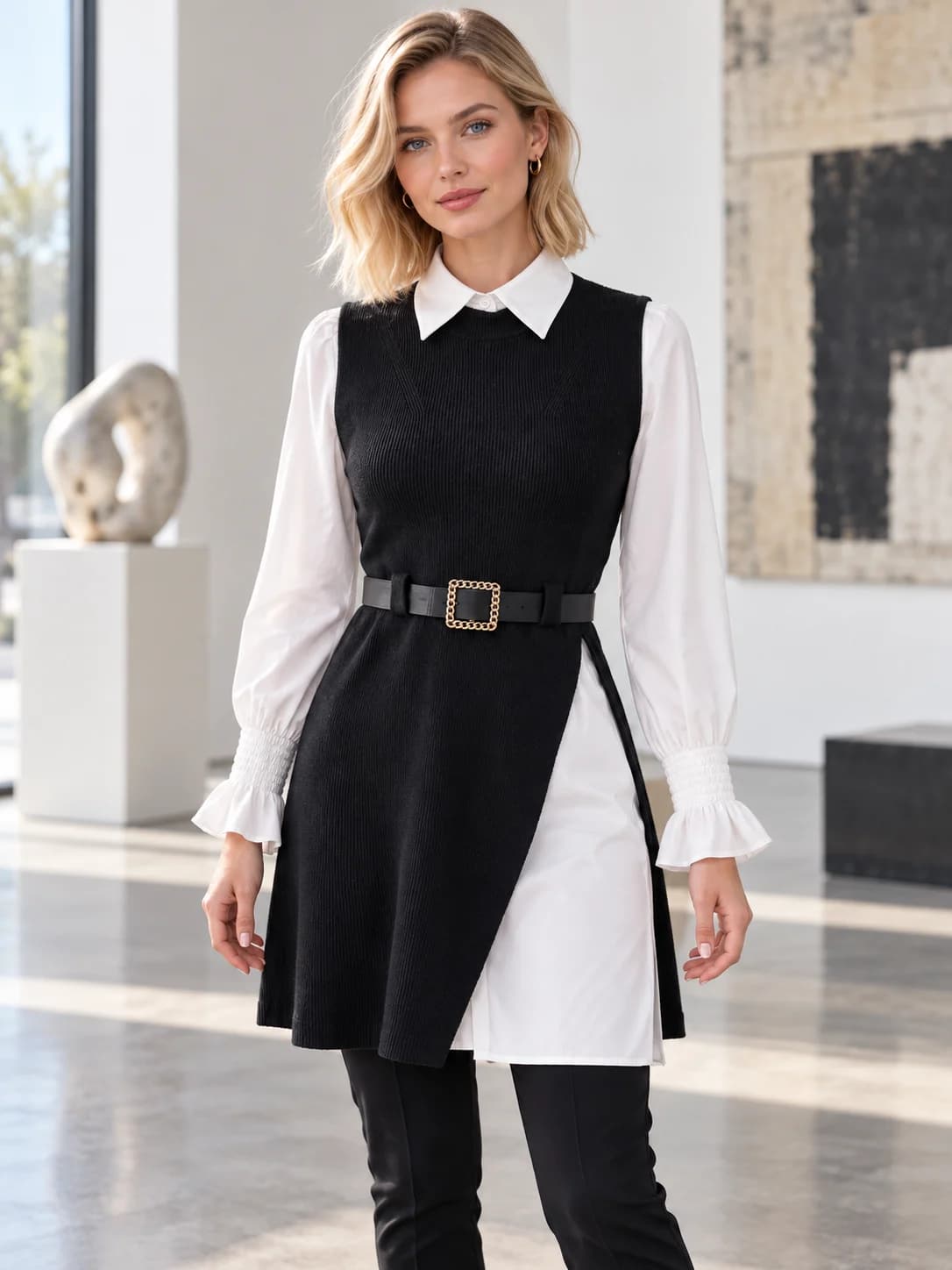 Layered knit tunic