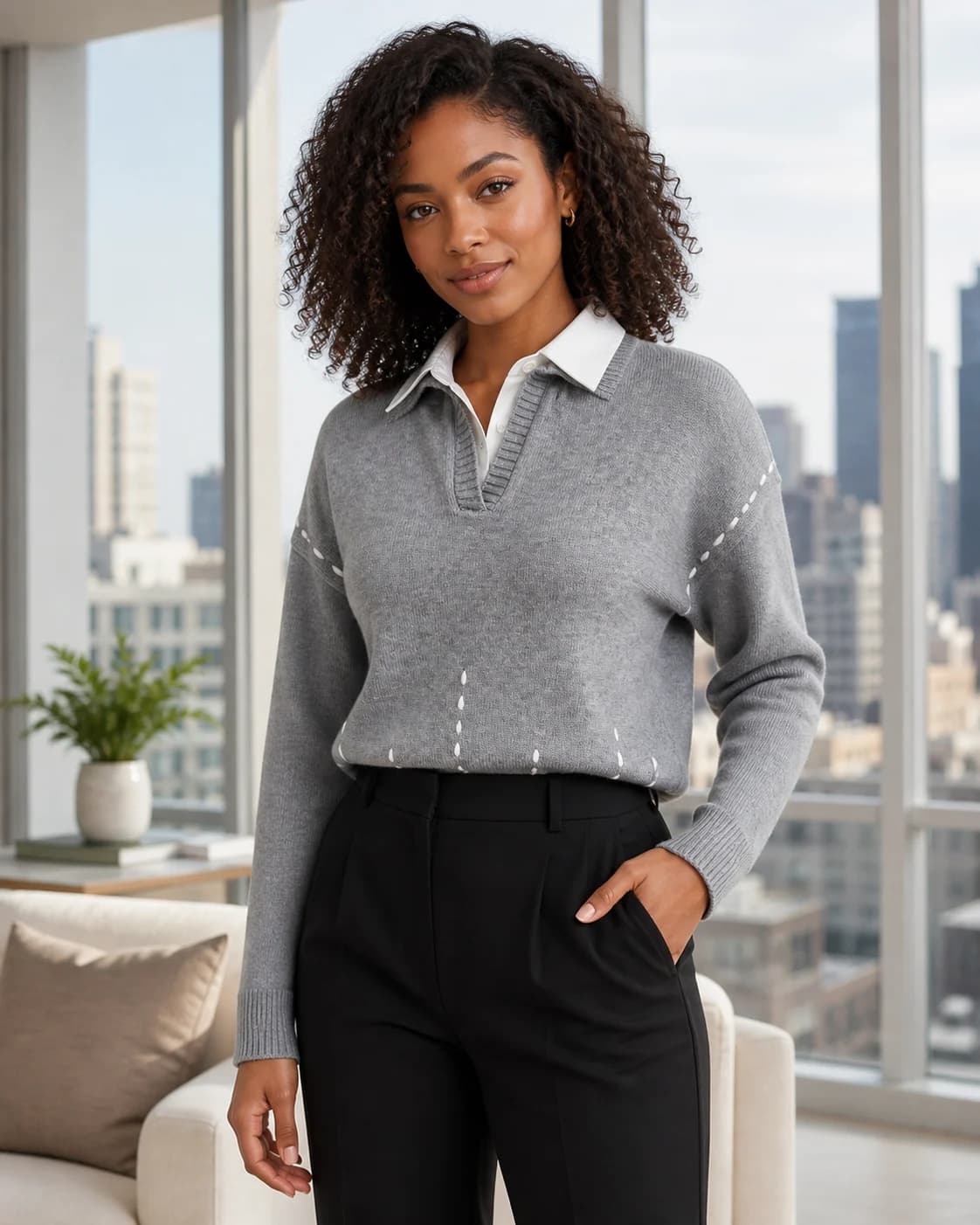 Soft grey button cardigan