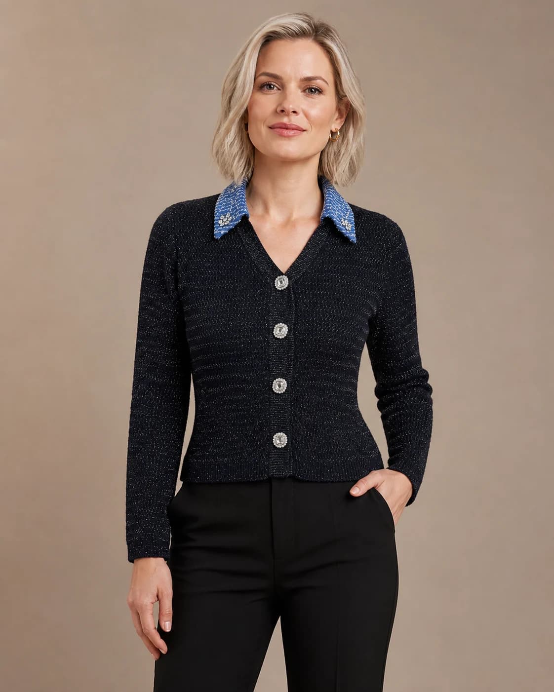 Textured black cardigan
